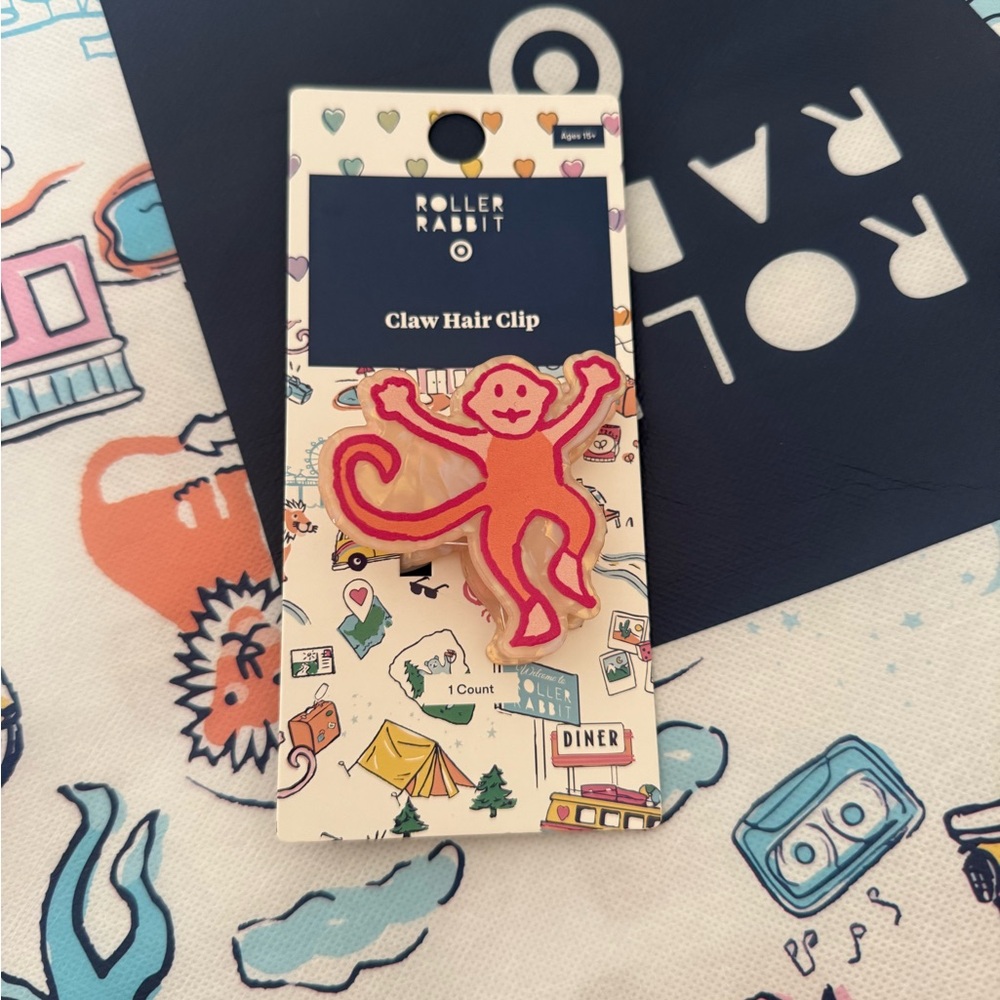 Roller Rabbit x Target Orange and Pink Monkey Claw Clip